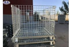 China Size Customized Wire Mesh Pallet Cages , Metal Folding Collapsible Pallet Cages supplier