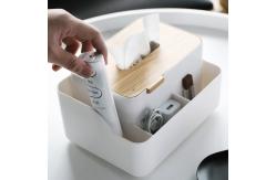 China Fashionable Bamboo Cover Plastic Tissue Box With Lid Household Use supplier