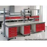 Red Science Lab Workstations With Reagent Shelf And Steel Cabinet for sale
