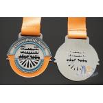Cut Out And Color Filled Metal Award Medals Antique Plating Satin Ribbon for sale