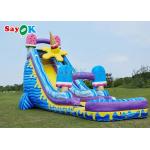 Blue Ice Cream Theme Inflatable Slide Popsicle Inflatable Waterslide With Pool