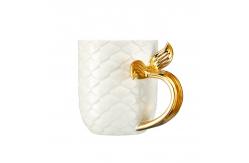 China Coffee Mug With Gold Handle Rough Clay Coffee Mug White Ceramic Mug Tazas supplier