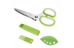 China Multipurpose Kitchen Chopping Scissors 5 Blade Herb Scissors Set With Cover supplier