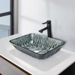 Gray Rectangular Vessel Sink Hot Melt Hand Drawing Tempered Glass Vanity Sink for sale