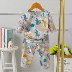 Comfortable Kids Pyjama Set Round Neck 58cm Bust Long Sleeve And Pants Set for sale