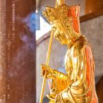 Bronze And Gold Leaf Ksitigarbha Bodhisattva Art for sale