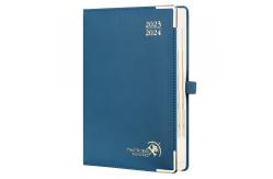 China Night Blue Custom 2023 2024 PU Hardcover Academic Planner A5 Vertical Layout supplier