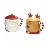 3D Creative Christmas Coffee Mug Deer Shaped Ceramic With Lid And Hand Painted for sale