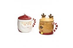 China 3D Creative Christmas Coffee Mug Deer Shaped Ceramic With Lid And Hand Painted supplier