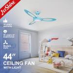 44 Inch 3 ABS Blades Dimmable LED Ceiling Fan 230V For Bedroom for sale