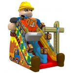 Inflatable Construction High Slide PVC Bounce House For 8-12 Children for sale