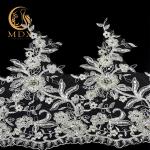 Beaded Pearl Fancy Lace Trim Embroidery For Wedding Dress for sale