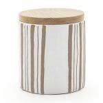 Kitchen Ceramic Coffee Storage Jars Tea Sugar Food Storage Ceramic Canister With Wood Cover for sale