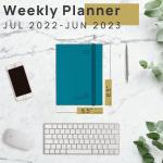 Custom Planner Medium Pacific Green Monthly and Weekly Planner With Hourly Schedule