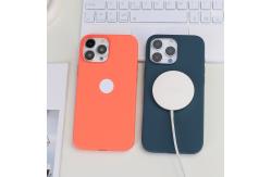 China Official With Logo Magnetic Liquid Silicon Mobile Cover Soft Microfiber for iPhone supplier