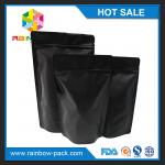 Matte Black White Aluminum foil Stand up k Bag for food Packaging Keep fresh for sale