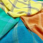 Gingham Check Plaid Breathable 70% Cotton 30% Linen Blend Fabric for sale