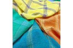 China Gingham Check Plaid Breathable 70% Cotton 30% Linen Blend Fabric supplier