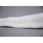 Clothing Customized 35mm White Jacquard Elastic Tape With Shiny Silver Logo