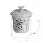 High Borosilicate Glass Tea Infuser Cup With Ceramic Filter Easy To Clean for sale