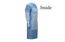 China Custom Breathable Antibacterial Isolation Gown SMS PP PE with Knitted Cuff supplier
