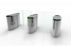 China Half Height Glass Sliding Speed Gates Turnstile With Card Reader Access Control supplier