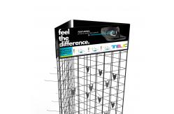 China Triangle Mobile Display Stand Gridwall Display Rack With Wheels supplier