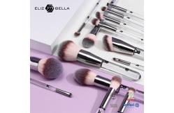 China 14PCS Professional Quality Makeup Brush Set Shiny Silver Ferrule And Clear Plastic Handle supplier