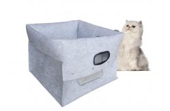 China Mechanical Wash EN71 Felt Cat Bag With Side Zipper Flap supplier