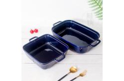 China Glaze Blue Rectangle Ceramic Bakeware Sets 165oz Large Capacity OEM supplier