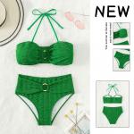 Green Color Nylon Fabric Swimming Suits Bikini Fashion Comfortable for sale