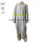 White Cotton  Fr Reflective Coveralls / Protective Fire Retardant Jumpsuit for sale