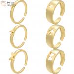14k Plated Gold Couple Rings Butterfly Lightning Plane Adjustable Opening Rings for sale