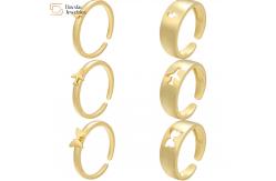 China 14k Plated Gold Couple Rings Butterfly Lightning Plane Adjustable Opening Rings supplier
