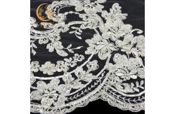 China Free Sample MDX Beaded Lace Trim Fabric Embroidered For Garment supplier
