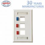 115 * 70 120 Type 3 Ports Faceplate , RJ45 Keystone Jack Flush Mount Plate for sale
