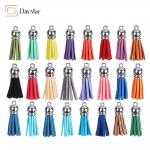 Suede Leather Metal Accessories Tassel Fringe Pendants With Caps for sale