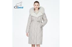China Detachable Luxury Down Jacket Pure Fur White Cotton Coat Tall Collar supplier