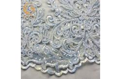 China MDX Embroidered Mesh Lace Fabric Sequins Water Soluble By The Yard supplier