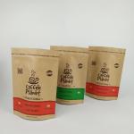 Stand Up Zipper Laminated Kraft Paper Coffee Beans Packing Bags With Degassing Valve for sale