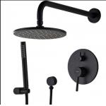 Nordic Black Concealed Shower Hot Cold Full Copper Shower Set for sale