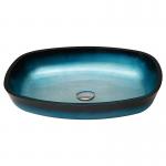 Glass Gradient Blue Tempered Bath Wash Basins Melon Shape Table Top Countertop Mounted for sale