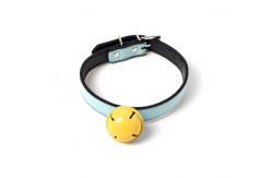 China Soft Adjustable Leather Cat Collar With Bell Metal Buckle supplier