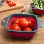 2-Piece Set Silicone Plastic Rectangle Storage Mesh Strainer Collapsible Colanders