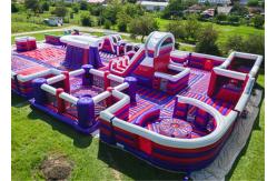 China Durable Inflatable Theme Park With PVC Tarpaulin Material Purple And Blue supplier