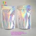 Reusable stand up holographic foil bag without printing for cosmetic or salts packing for sale
