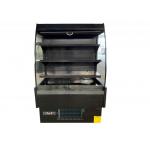 R290 Ventilated Curved Glass Open Showcase Chiller 1000mm All Black for sale