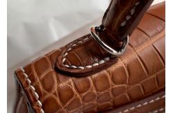 China Square Crocodile Skin Bag , Yellowish Brown Crocodile Skin Handbag supplier