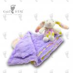 ODM OEM Long Plush Fleece Striped  Swaddle Blanket Warm Coral Bunny Rabbit Blanket Soft Stuffed Animal Blanket for sale