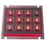 12 keys USB IP65 dynamic metal keypad with red or blue backlight vandal resistant for sale
